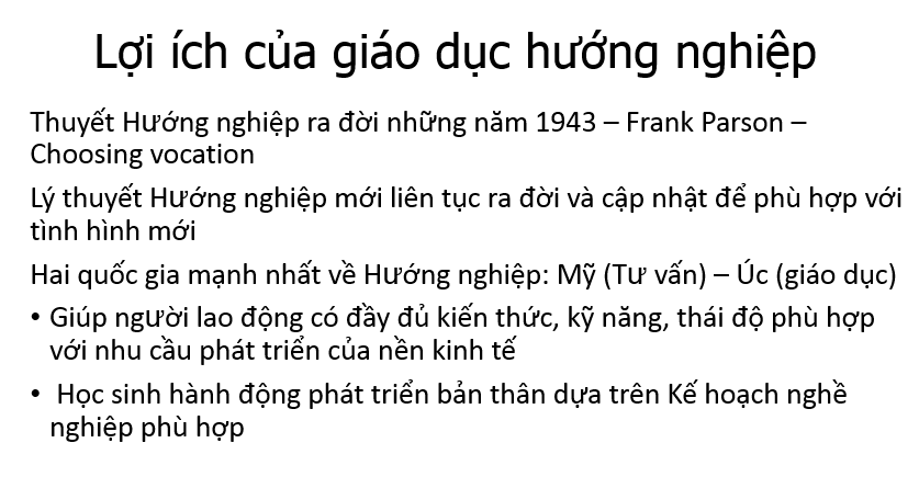 Lợi ích của giáo dục hướng nghiệp